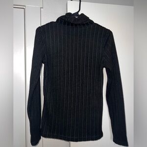 Black Ribbed Women's Turtleneck Sweater